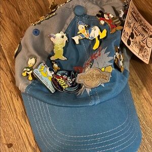 Disney Blue Cap with 20 Disney Pins